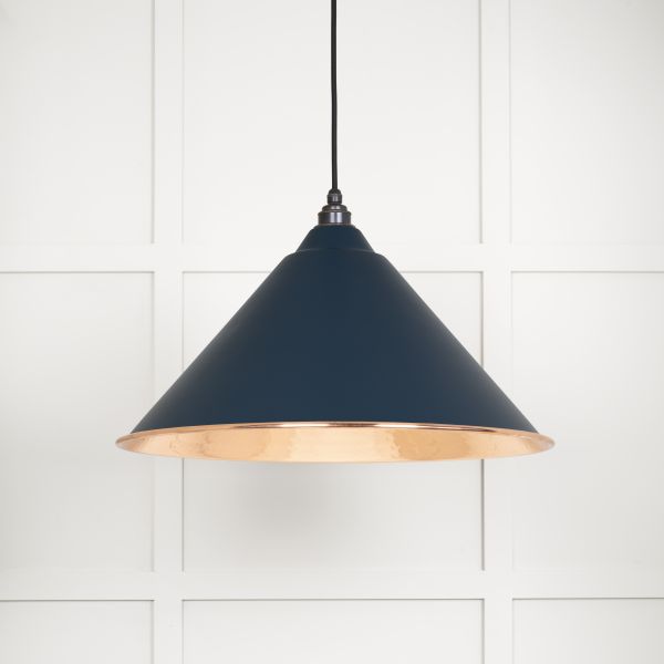 From the Anvil Hammered Copper Hockley Pendant in Dusk