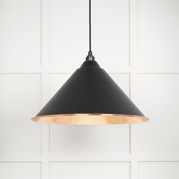 From the Anvil Hammered Copper Hockley Pendant in Elan Black