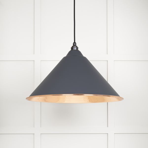 From the Anvil Hammered Copper Hockley Pendant in Slate