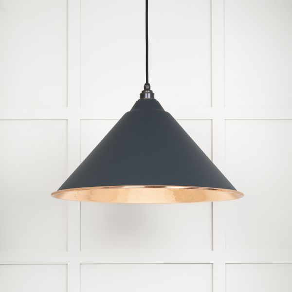 From the Anvil Hammered Copper Hockley Pendant in Soot