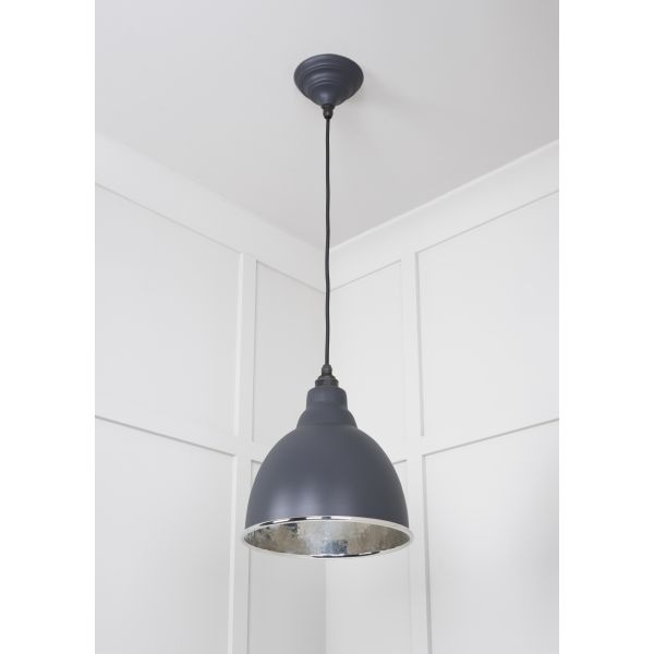 From the Anvil Hammered Nickel Brindley Pendant in Slate