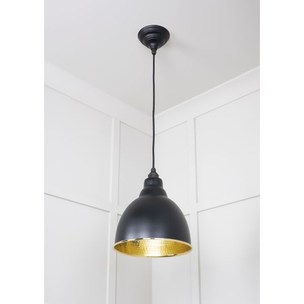 From the Anvil Hammered Brass Brindley Pendant in Elan Black