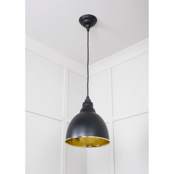 From the Anvil Hammered Brass Brindley Pendant in Elan Black