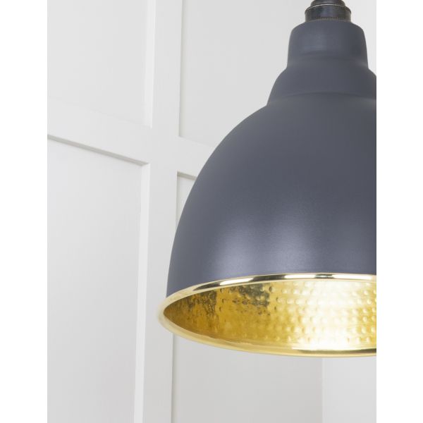 From the Anvil Hammered Brass Brindley Pendant in Slate