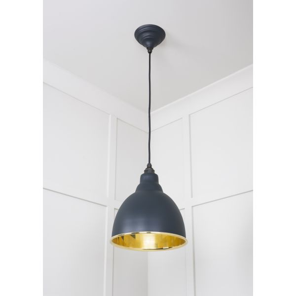 From the Anvil Smooth Brass Brindley Pendant in Soot