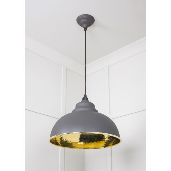 From the Anvil Hammered Brass Harborne Pendant in Bluff