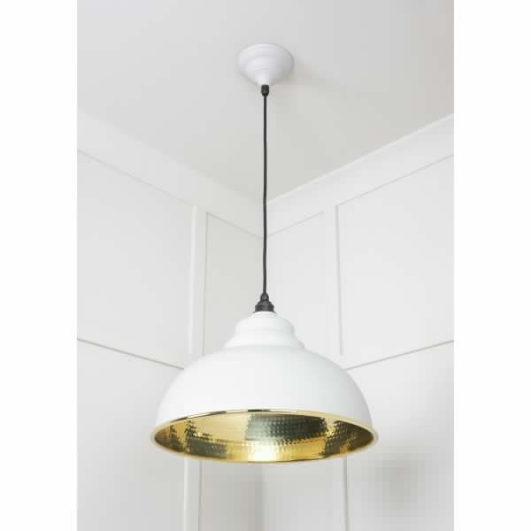 From the Anvil Hammered Brass Harborne Pendant in Flock