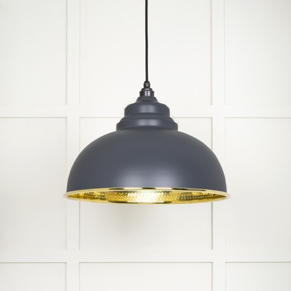 From the Anvil Hammered Brass Harborne Pendant in Slate
