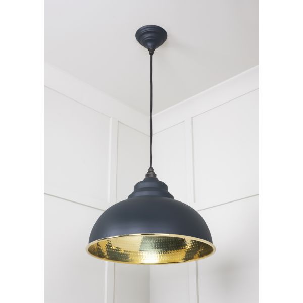 From the Anvil Hammered Brass Harborne Pendant in Soot