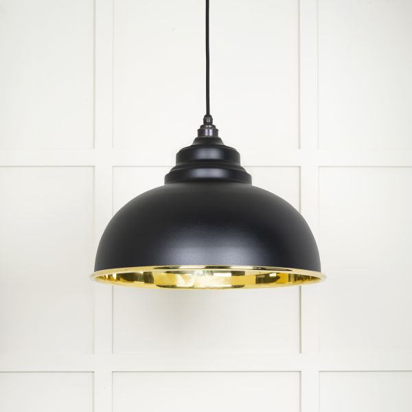 From the Anvil Smooth Brass Harborne Pendant in Elan Black