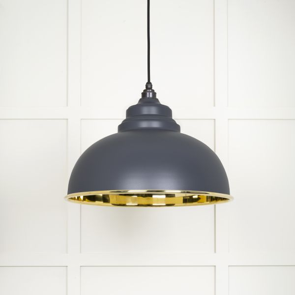 From the Anvil Smooth Brass Harborne Pendant in Slate