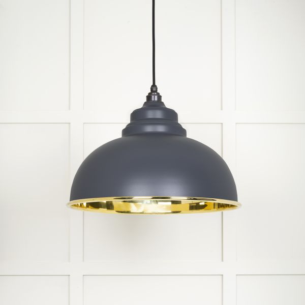 From the Anvil Smooth Brass Harborne Pendant in Slate