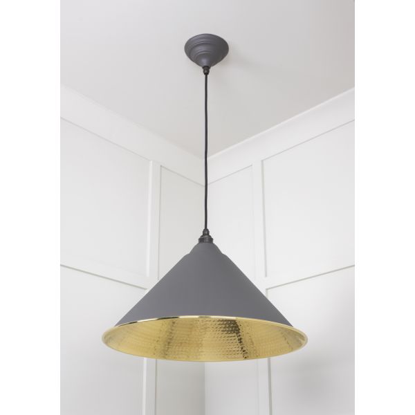 From the Anvil Hammered Brass Hockley Pendant in Bluff