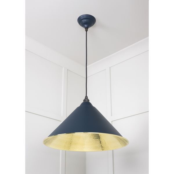 From the Anvil Hammered Brass Hockley Pendant in Dusk