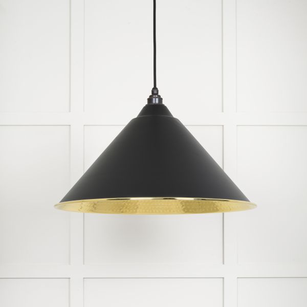 From the Anvil Hammered Brass Hockley Pendant in Elan Black