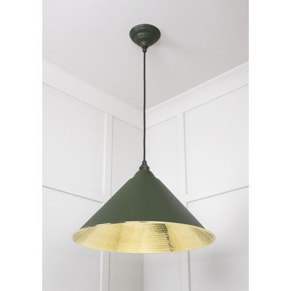 From the Anvil Hammered Brass Hockley Pendant in Heath