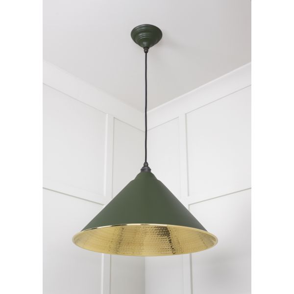 From the Anvil Hammered Brass Hockley Pendant in Heath