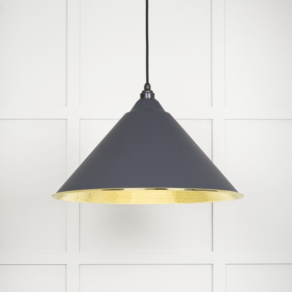 From the Anvil Hammered Brass Hockley Pendant in Slate