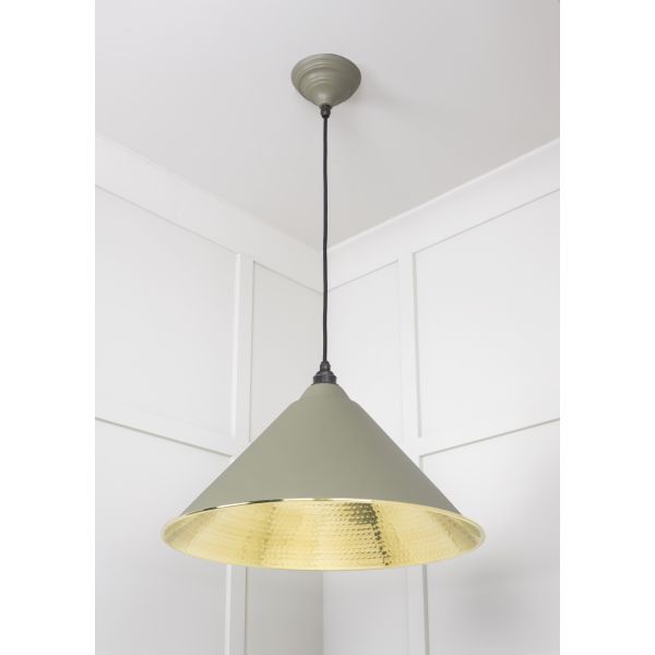 From the Anvil Hammered Brass Hockley Pendant in Tump
