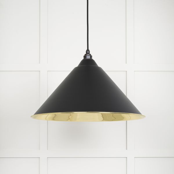 From the Anvil Smooth Brass Hockley Pendant in Elan Black