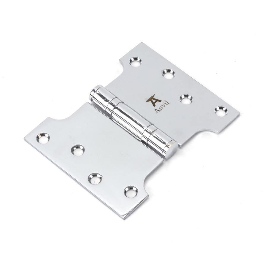 From the Anvil Polished Chrome 4" x 3" x 5" Parliament Hinge (pair) ss - No.42 Interiors