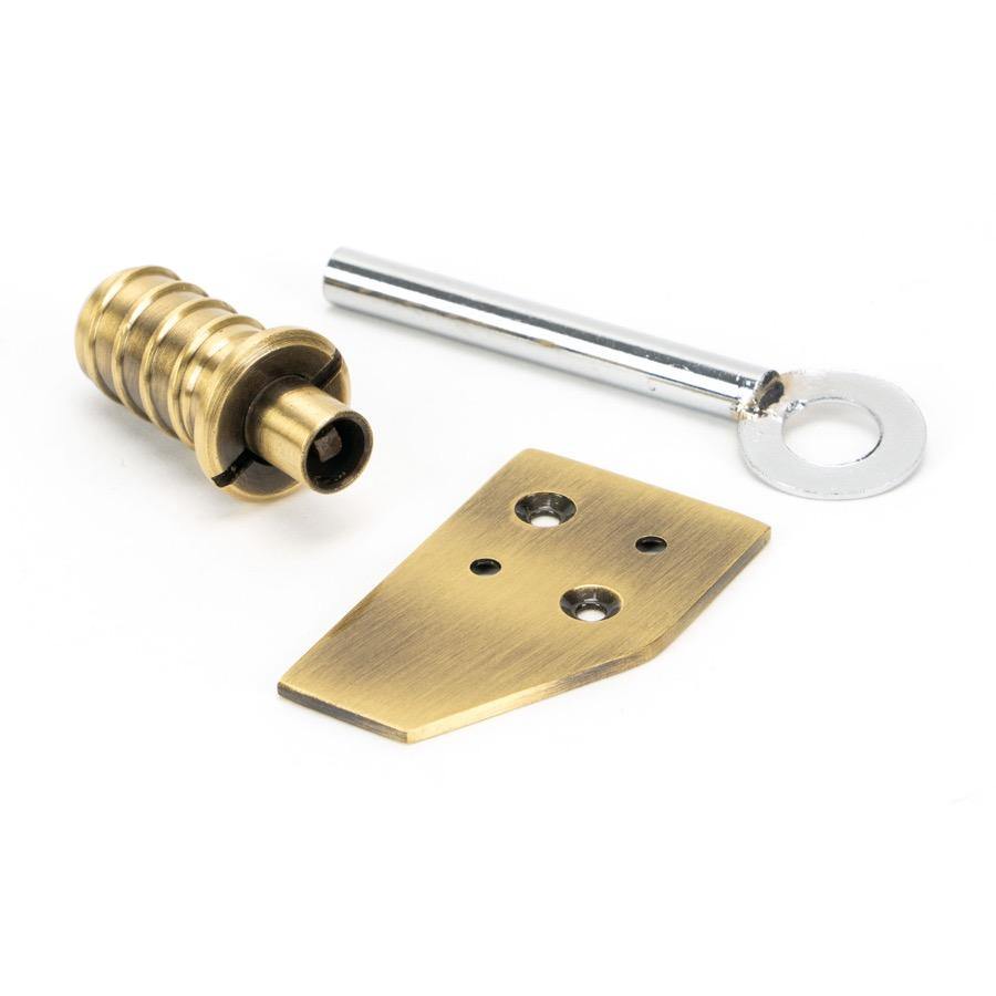 From the Anvil Aged Brass Key-Flush Sash Stop