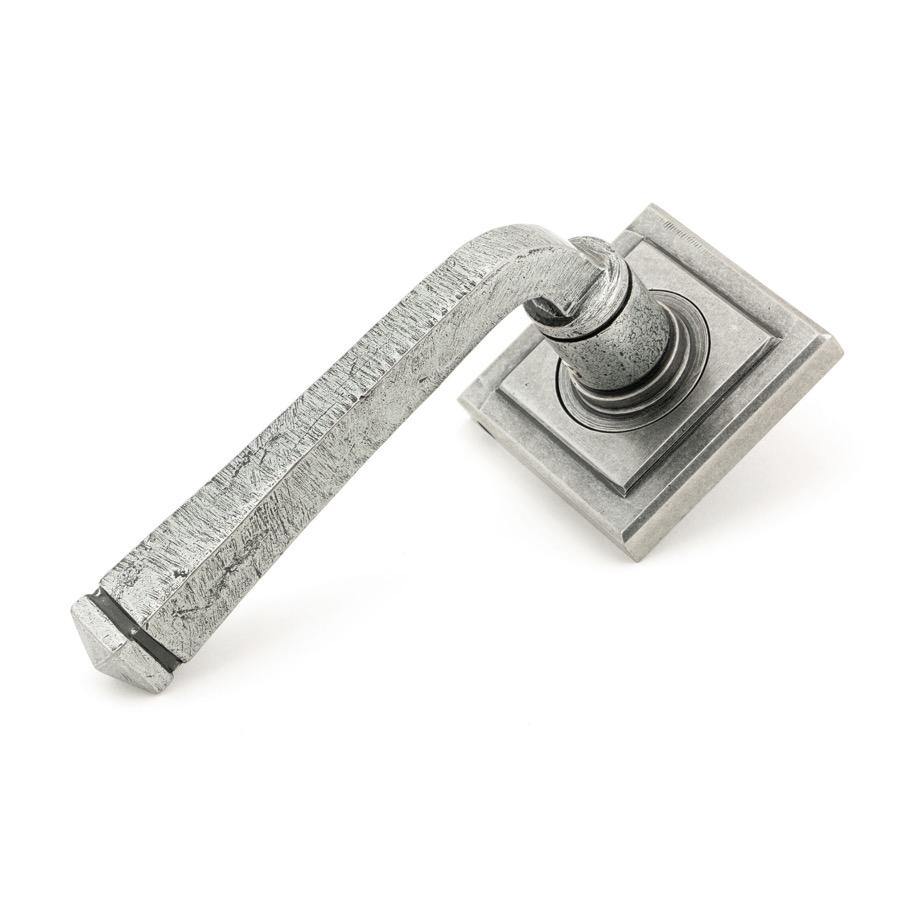 From the Anvil Pewter Avon Round Lever on Rose Set (Square) - Unsprung - No.42 Interiors