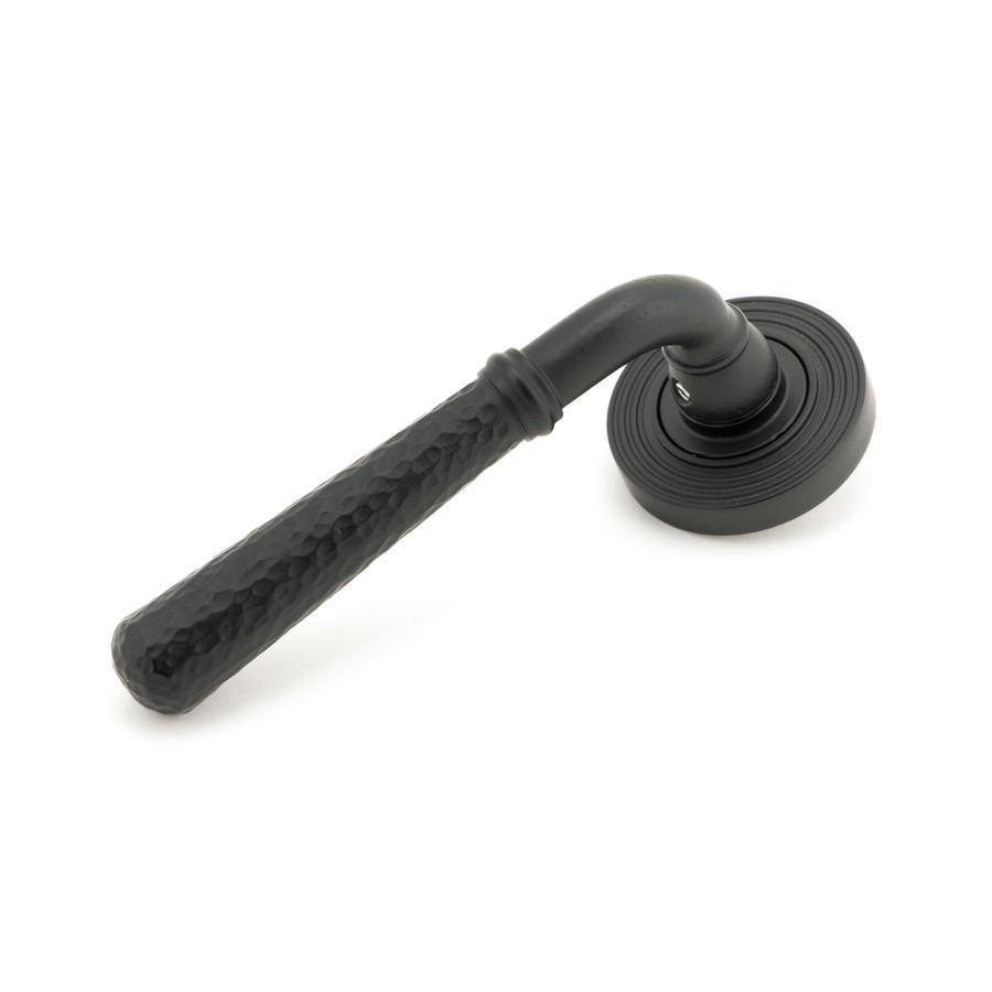 From the Anvil Matt Black Hammered Newbury Lever on Rose Set (Beehive) - Unsprung - No.42 Interiors