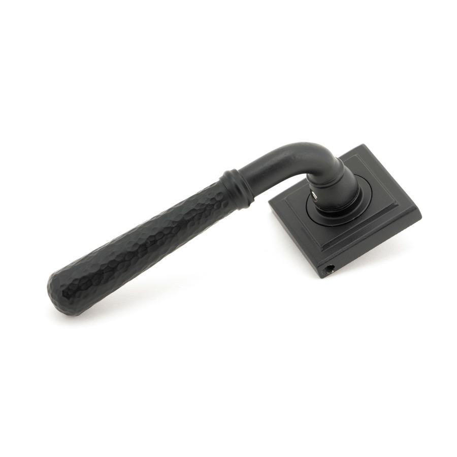 From the Anvil Matt Black Hammered Newbury Lever on Rose Set (Square) - Unsprung - No.42 Interiors