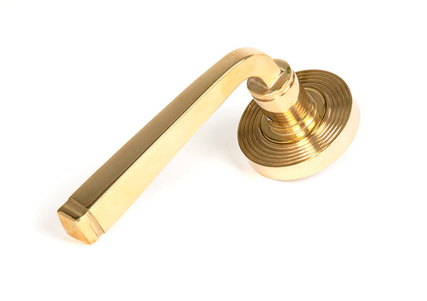 Polished Brass Avon Round Lever on Rose Set (Beehive) - Unsprung