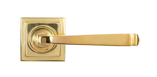 Polished Brass Avon Round Lever on Rose Set (Square)