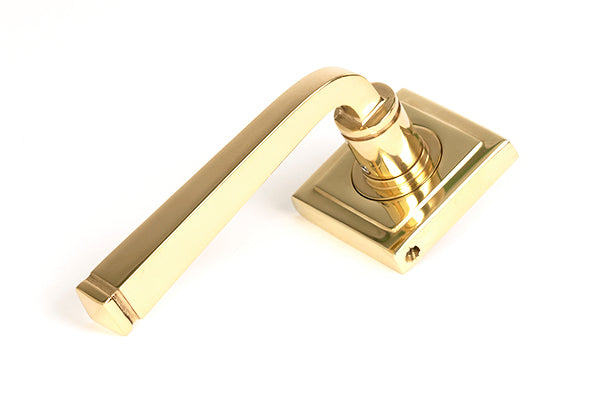 Polished Brass Avon Round Lever on Rose Set (Square) - Unsprung