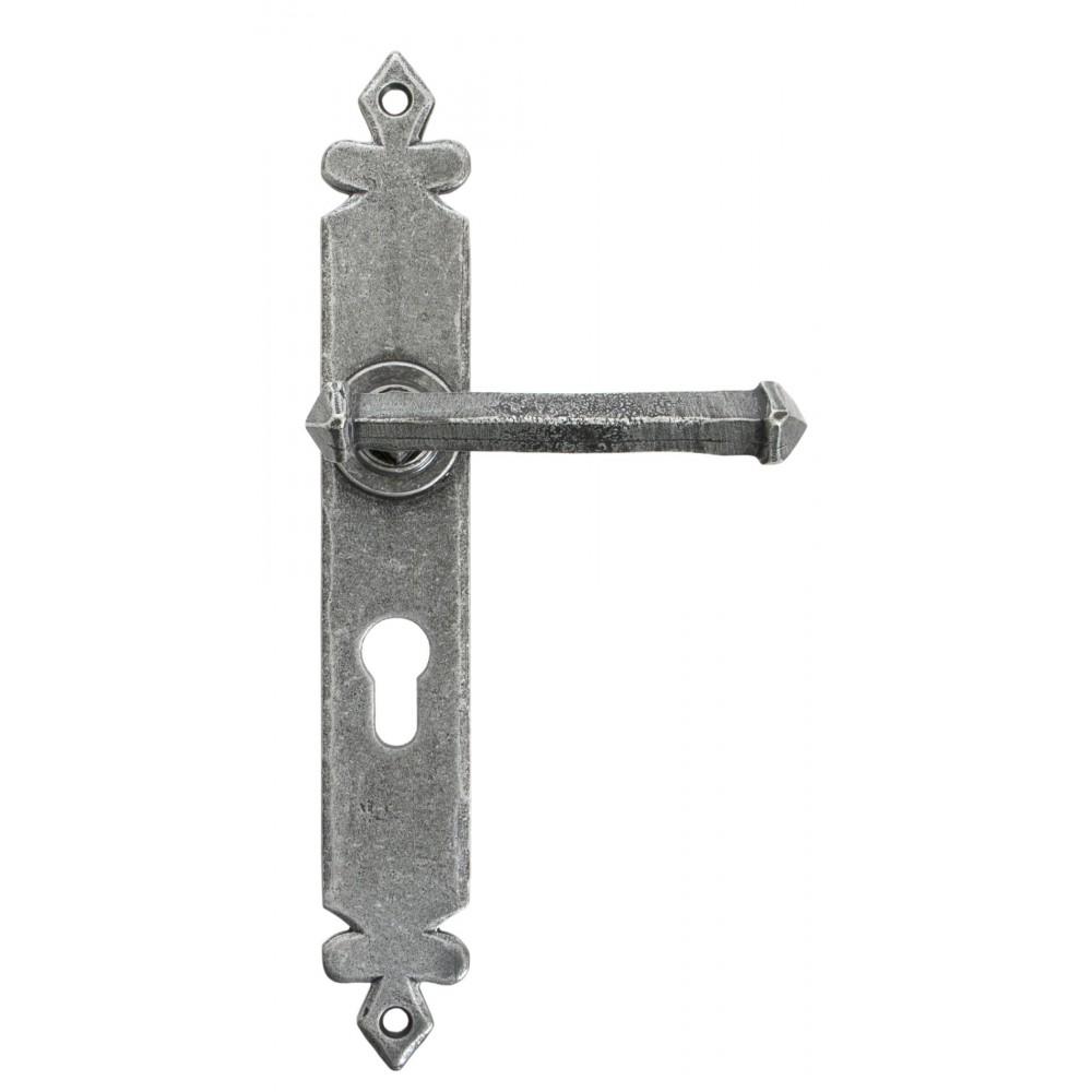 From The Anvil Pewter Tudor Lever Euro Lock Set