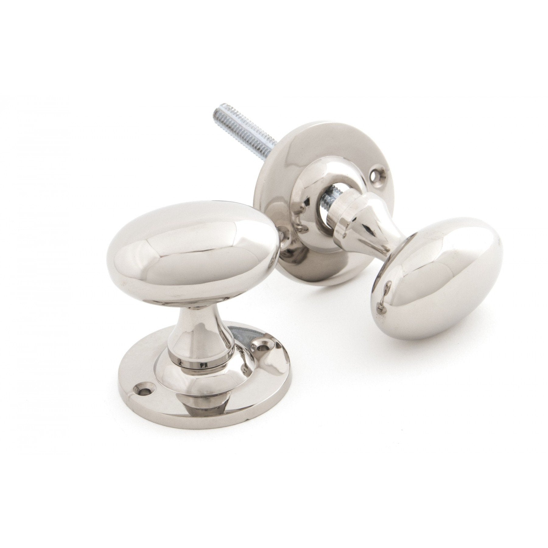 From the Anvil Polished Nickel Oval Mortice/Rim Knob Set - No.42 Interiors