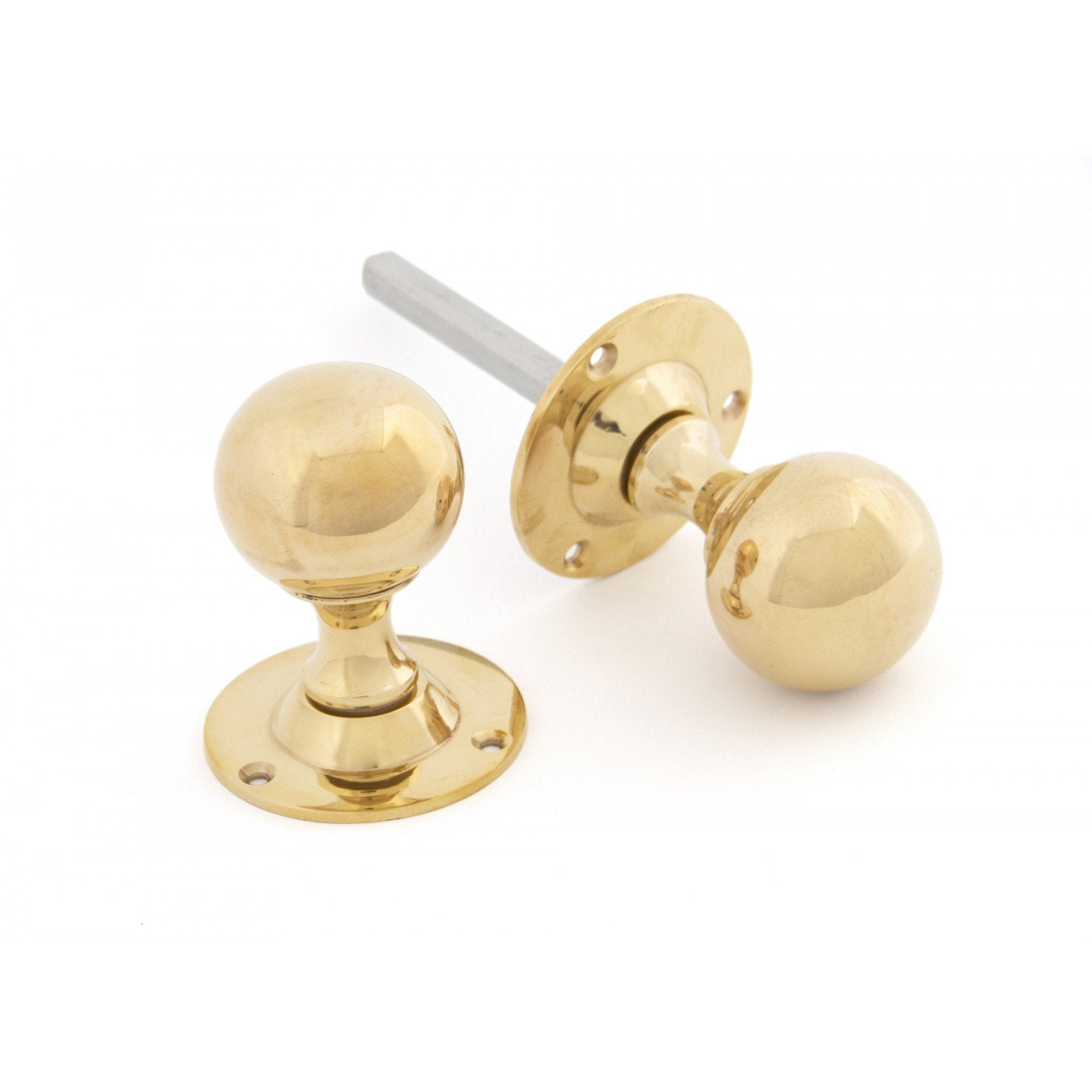 From the Anvil Polished Brass Ball Mortice Knob Set
