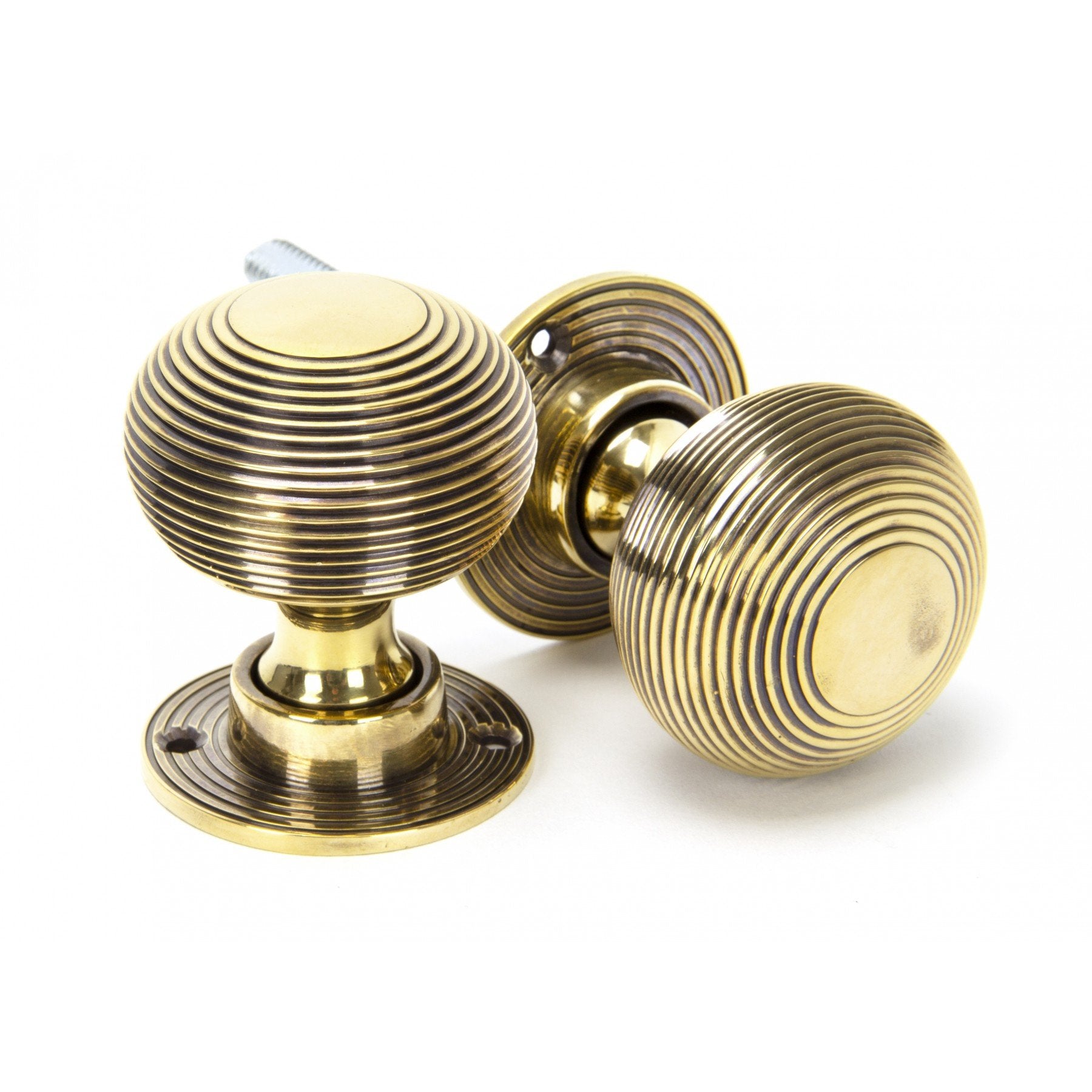 From the Anvil Aged Brass Beehive Mortice/Rim Knob Set