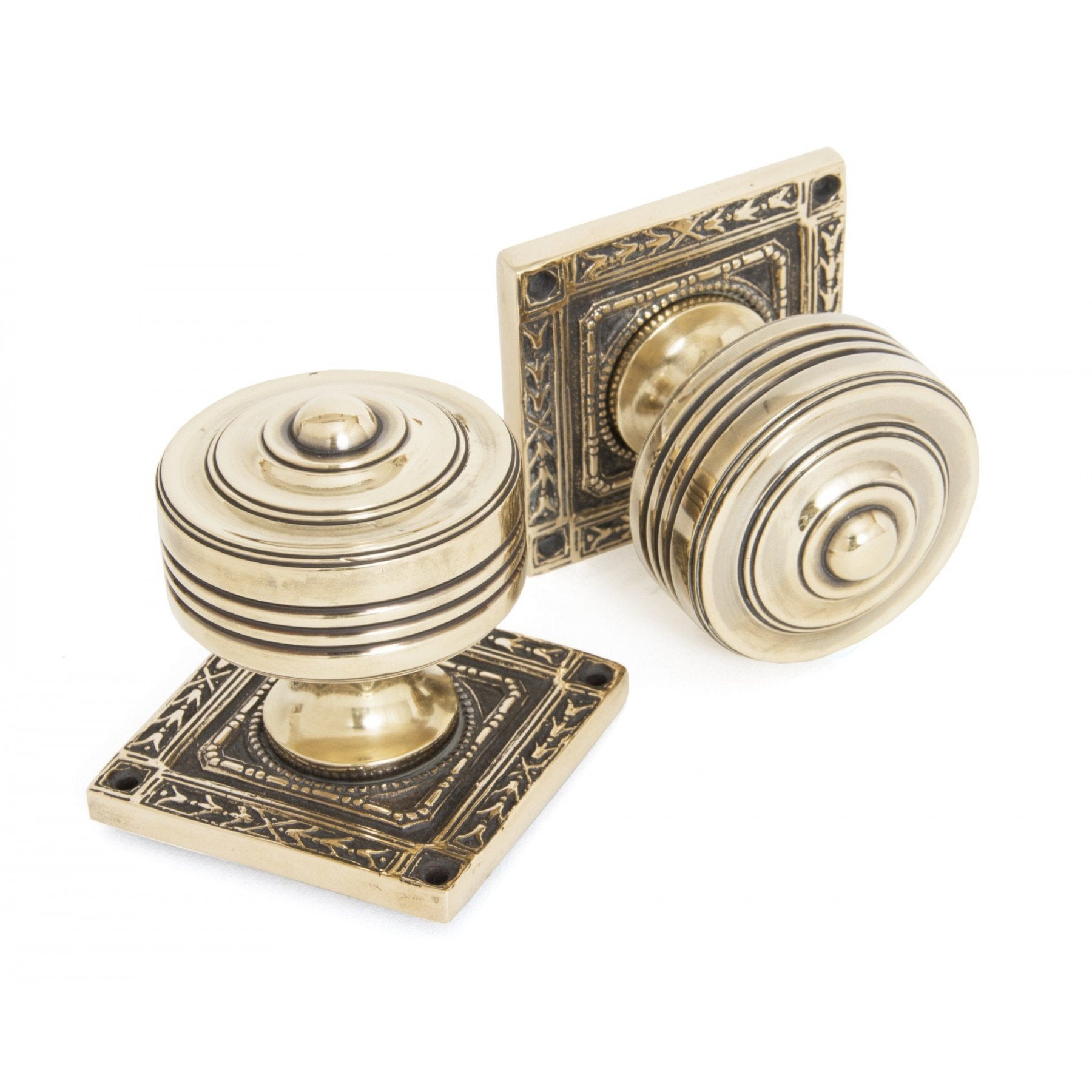 From the Anvil Aged Brass Tewkesbury Square Mortice Knob Set - No.42 Interiors
