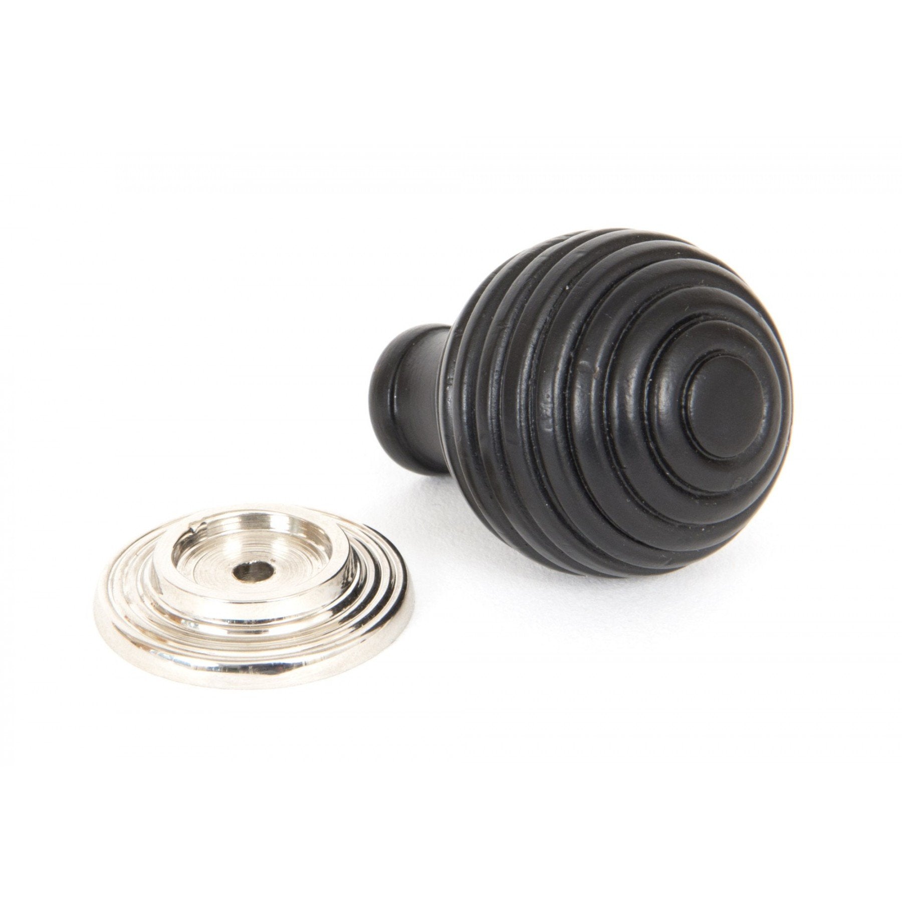 From the Anvil Ebony & Polished Nickel Beehive Cabinet Knob - Small
