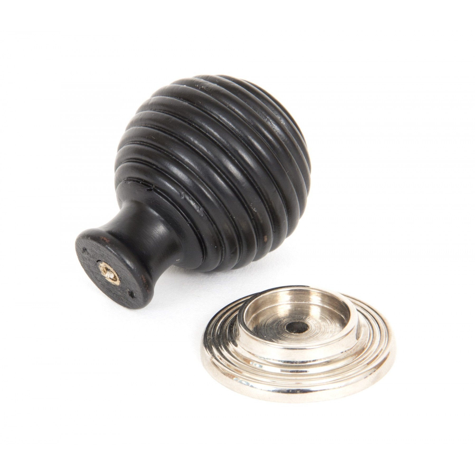 From the Anvil Ebony & Polished Nickel Beehive Cabinet Knob - Large - No.42 Interiors