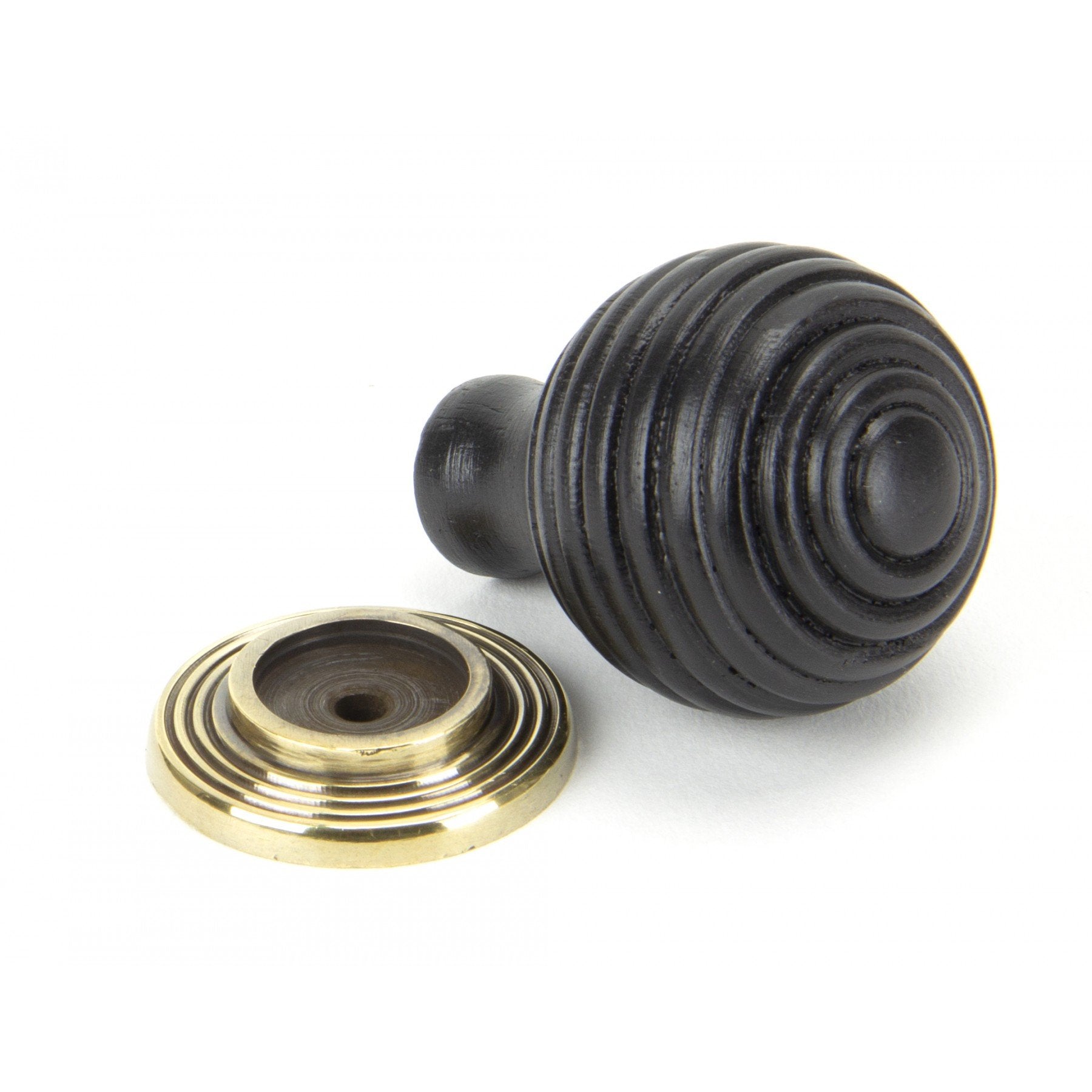 From the Anvil Ebony & Aged Brass Beehive Cabinet Knob - Small