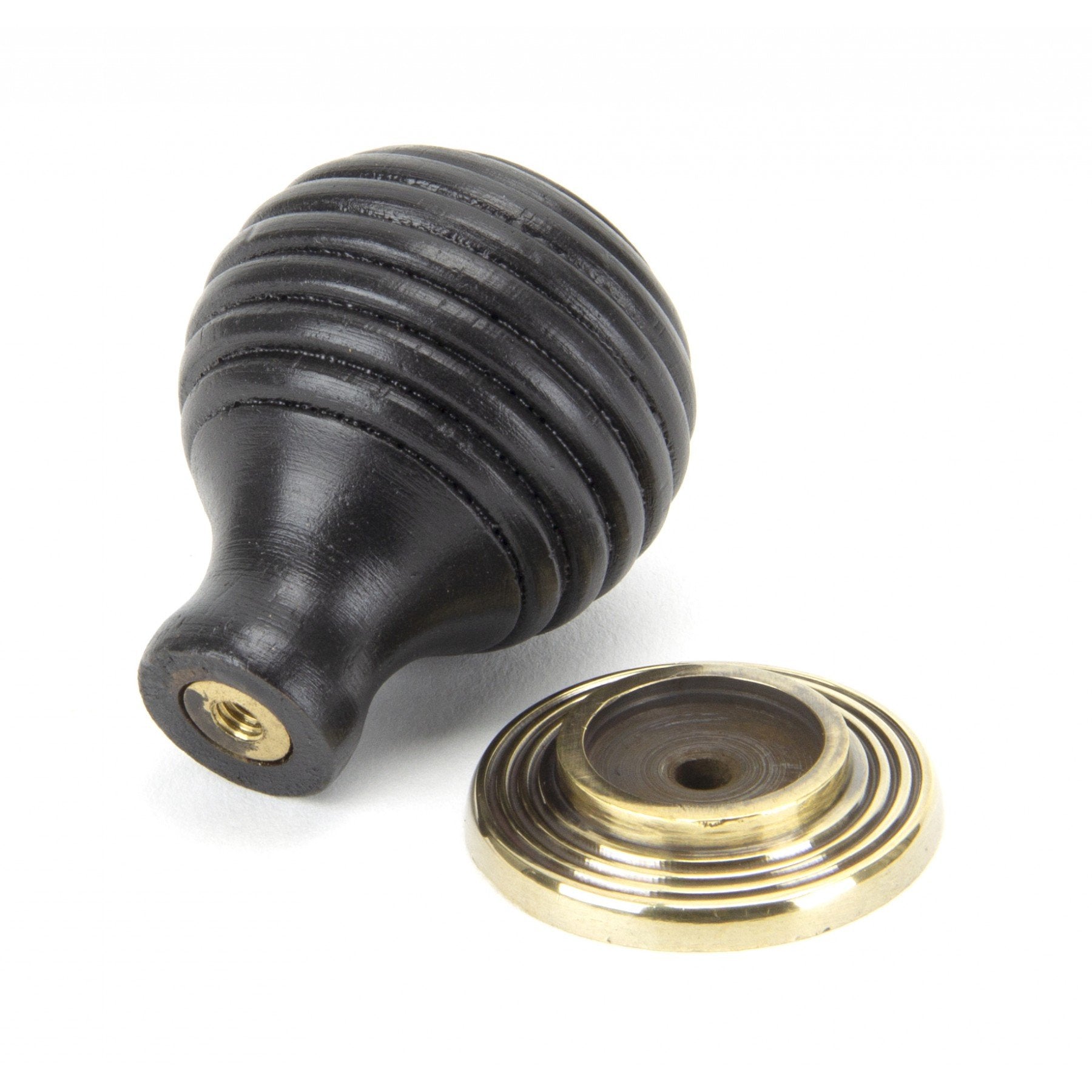 From the Anvil Ebony & Aged Brass Beehive Cabinet Knob - Small
