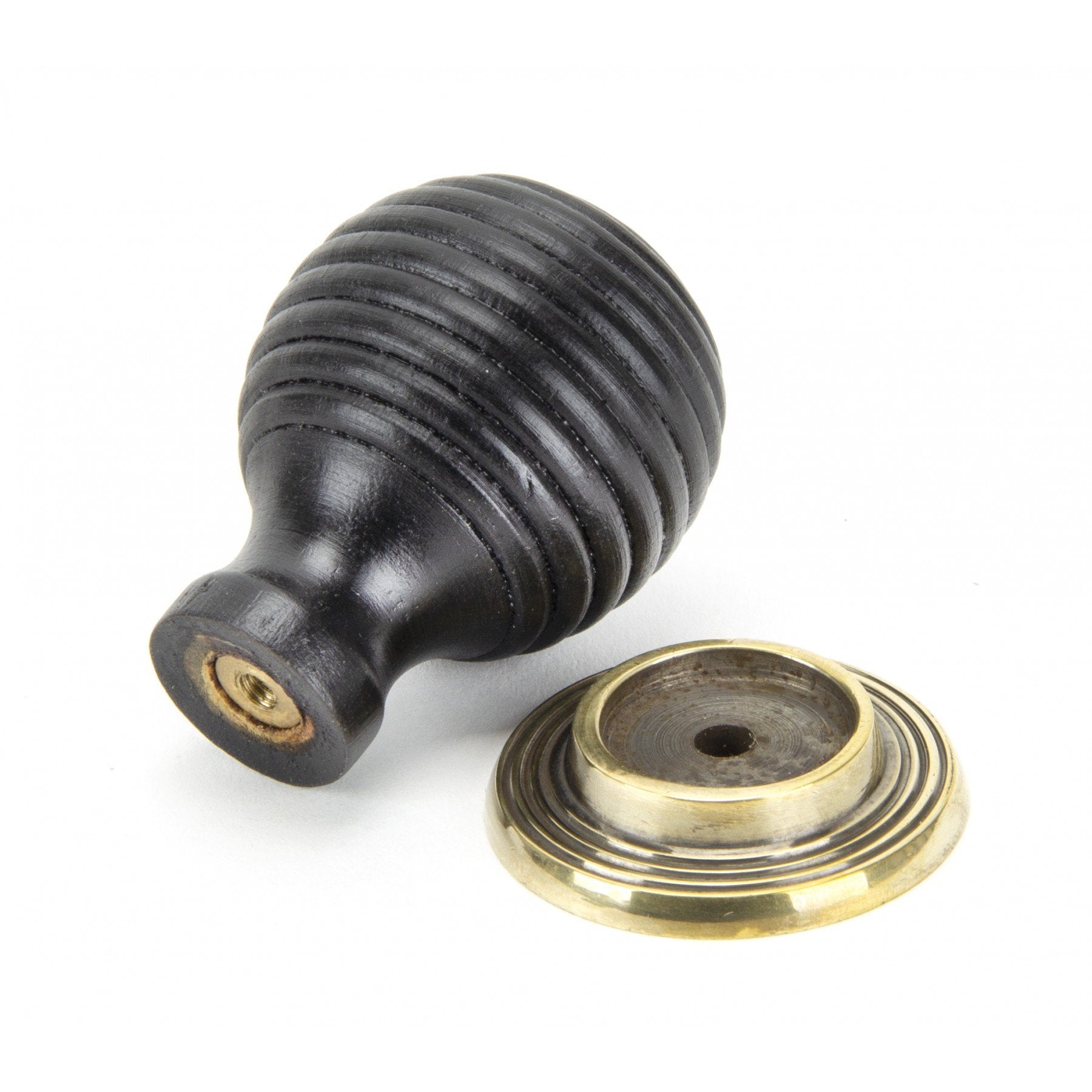 From the Anvil Ebony & Aged Brass Beehive Cabinet Knob - Large - No.42 Interiors
