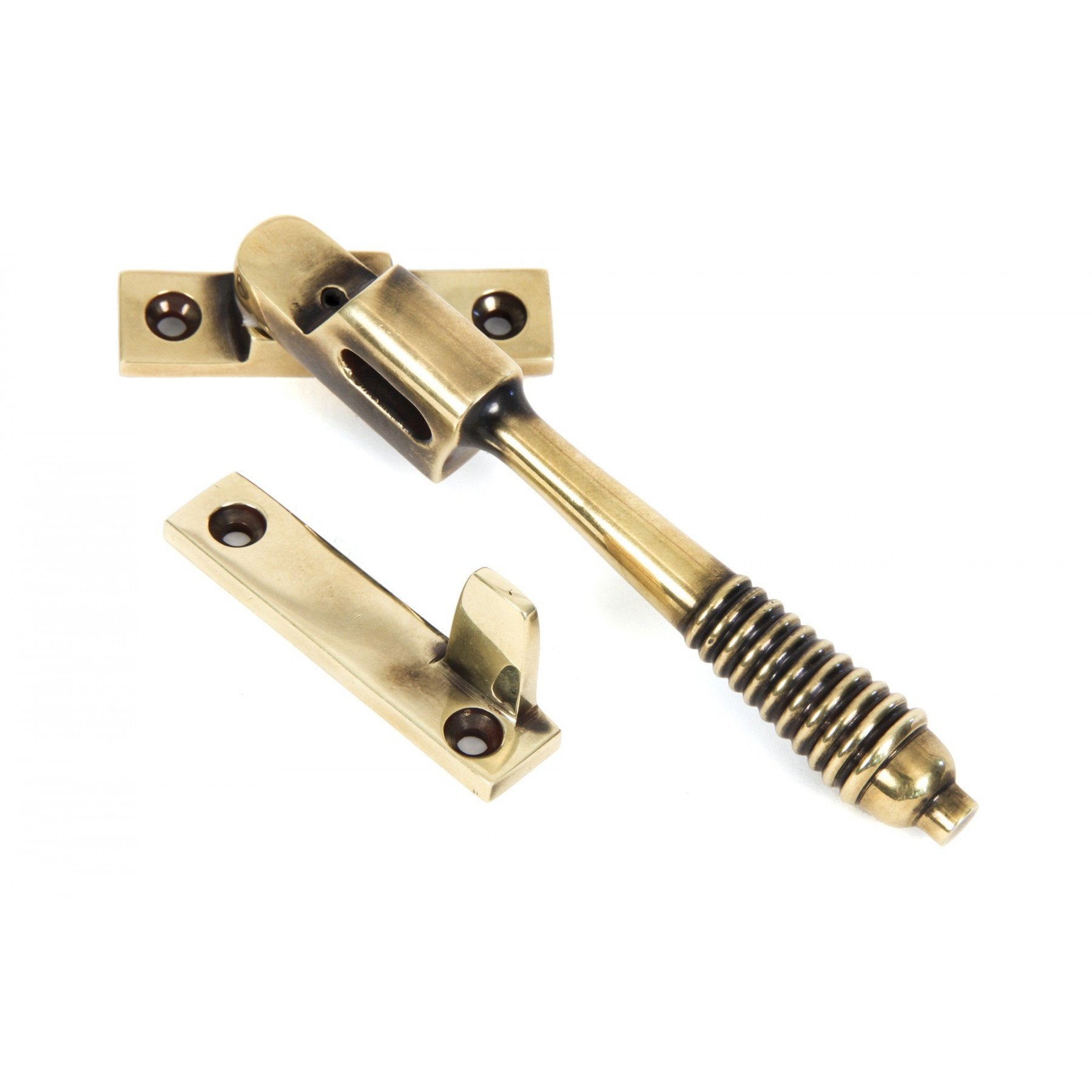From the Anvil Aged Brass Night Vent Reeded Fastener - Locking