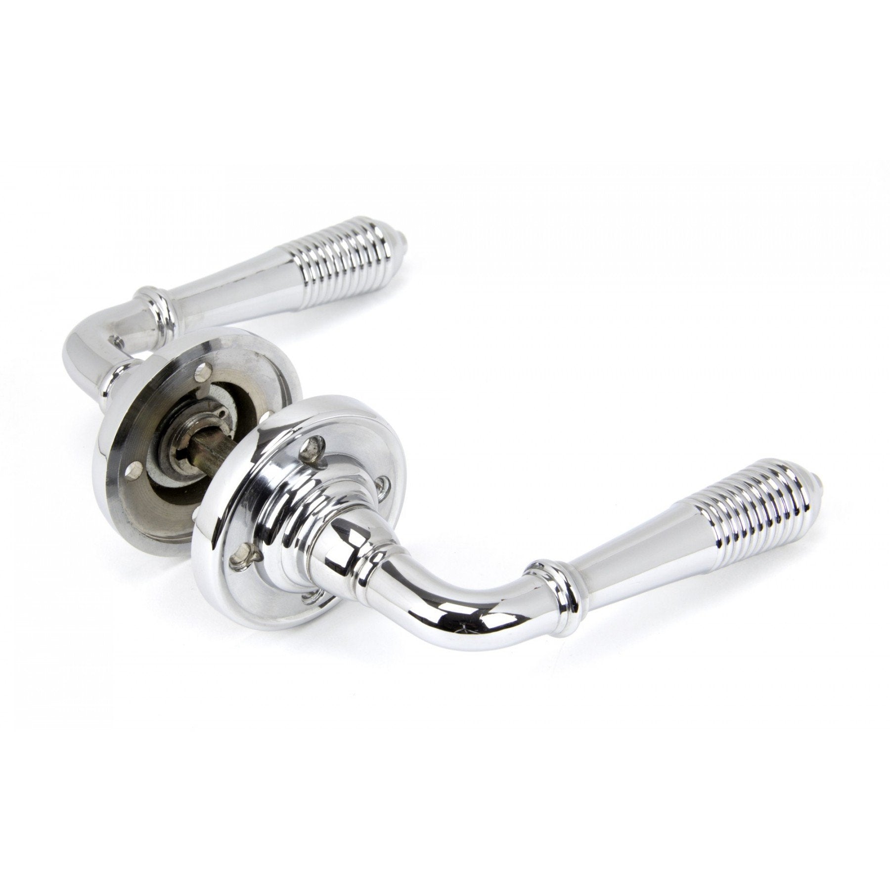 From the Anvil Polished Chrome Reeded Lever on Rose