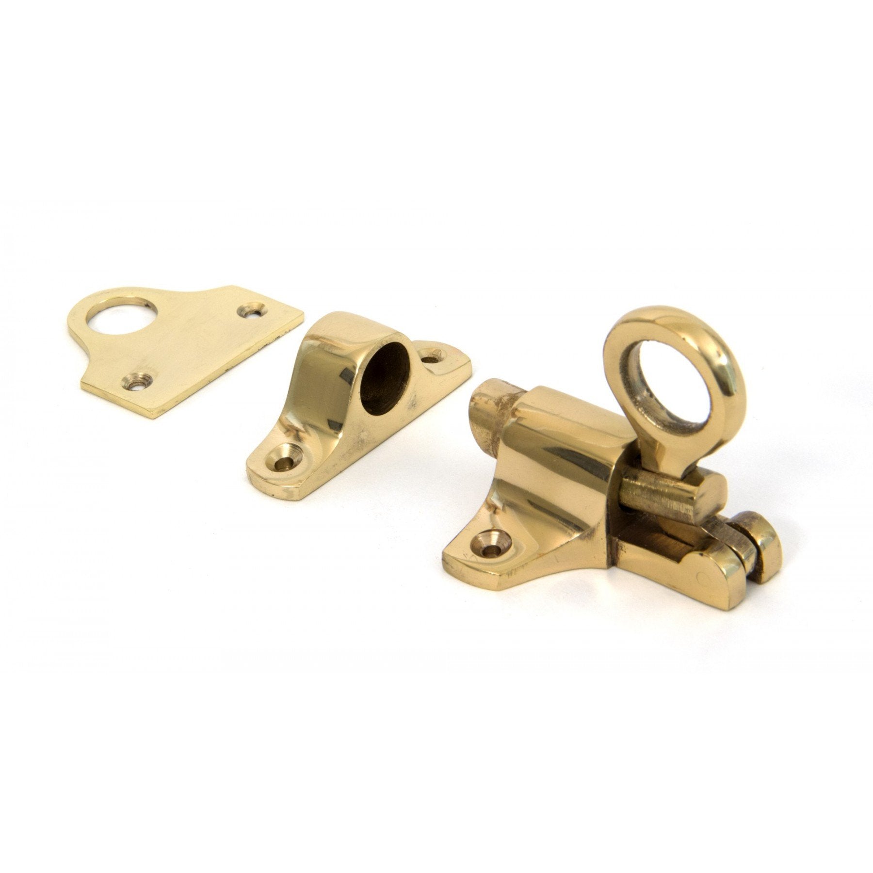 From the Anvil Polished Brass Lacquered Fanlight Catch & Two Keeps - No.42 Interiors