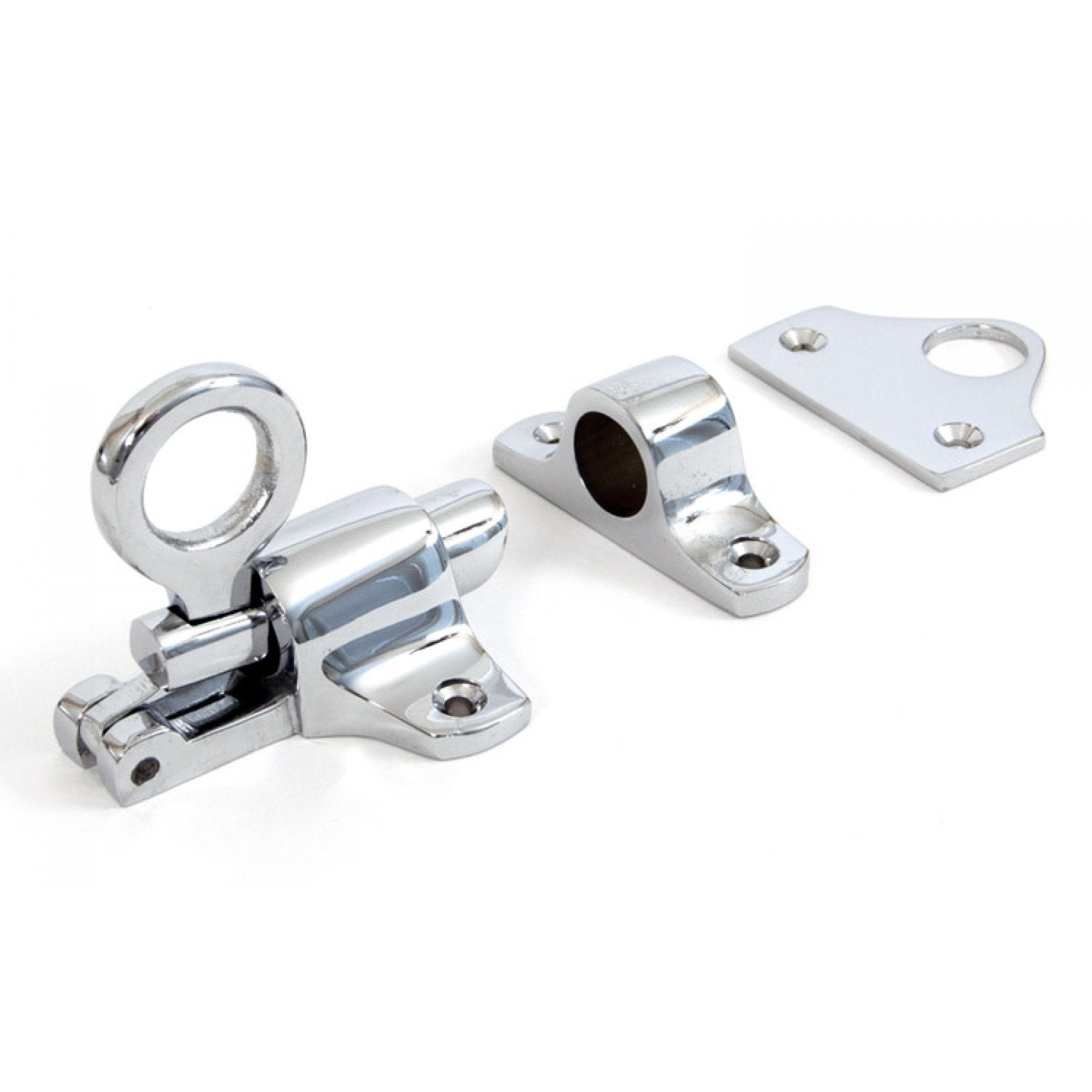 From the Anvil Polished Chrome Fanlight Catch + Two Keeps - No.42 Interiors