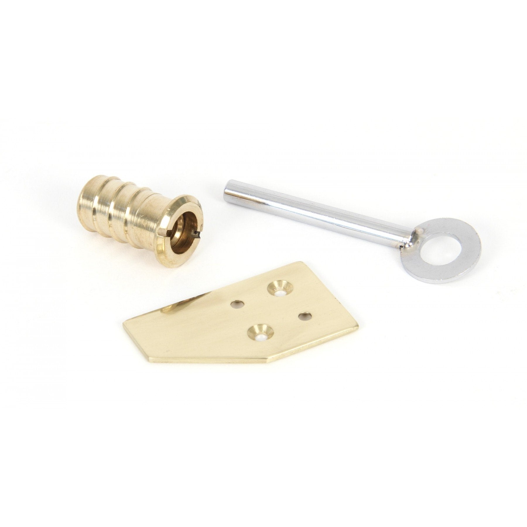 From the Anvil Polished Brass Lacquered Flush Sash Stop (Keyed)