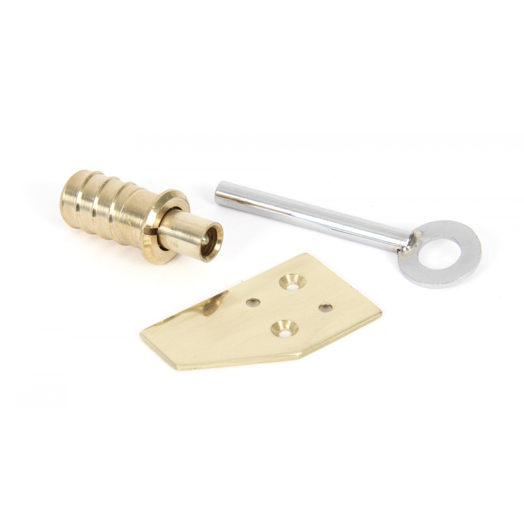 From the Anvil Polished Brass Lacquered Flush Sash Stop (Keyed) - No.42 Interiors