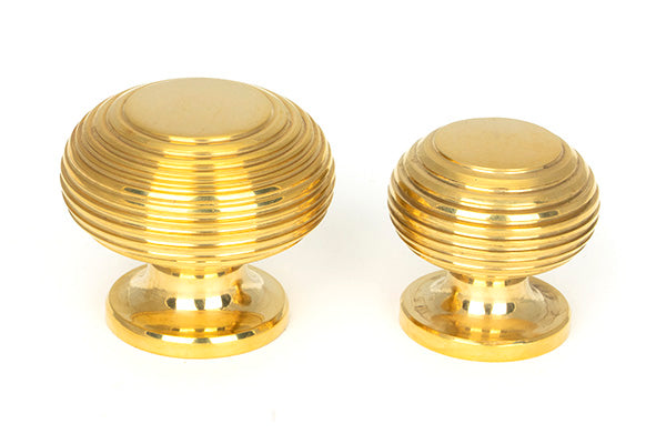 Polished Brass Beehive Cabinet Knob 30mm