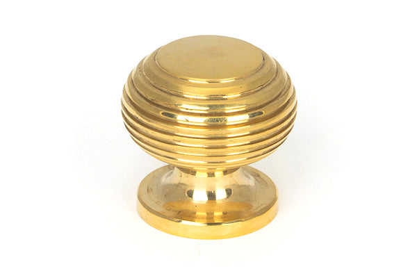 Polished Brass Beehive Cabinet Knob 30mm